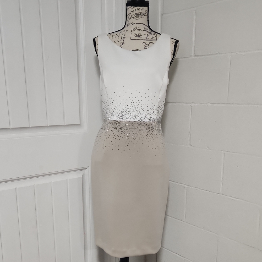 Calvin Klein White and Cream Midi Dress